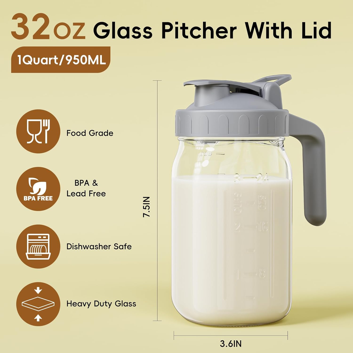 32 oz Glass Breast Milk Pitcher
