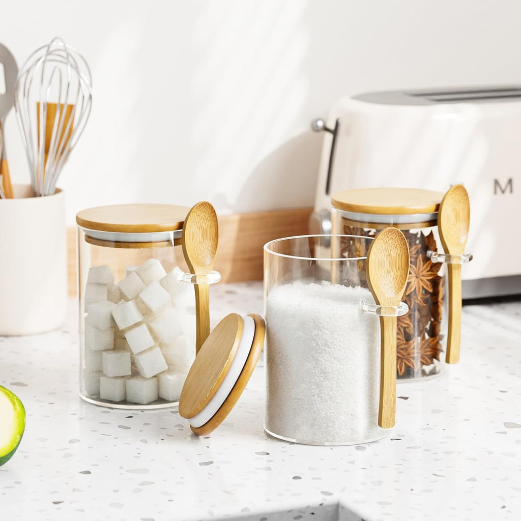 15 oz Glass Sugar Jar with Bamboo Lid
