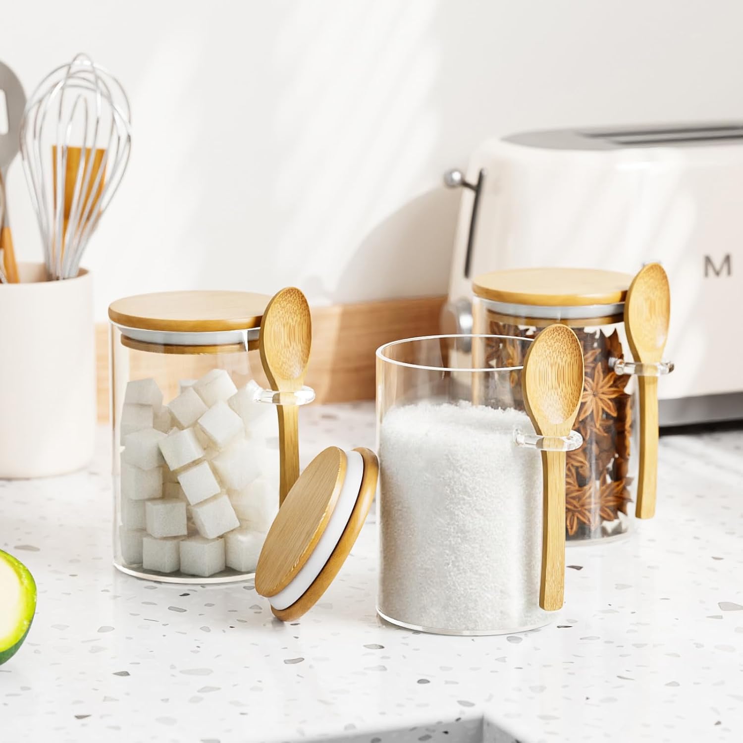 15 oz Glass Sugar Jar with Bamboo Lid