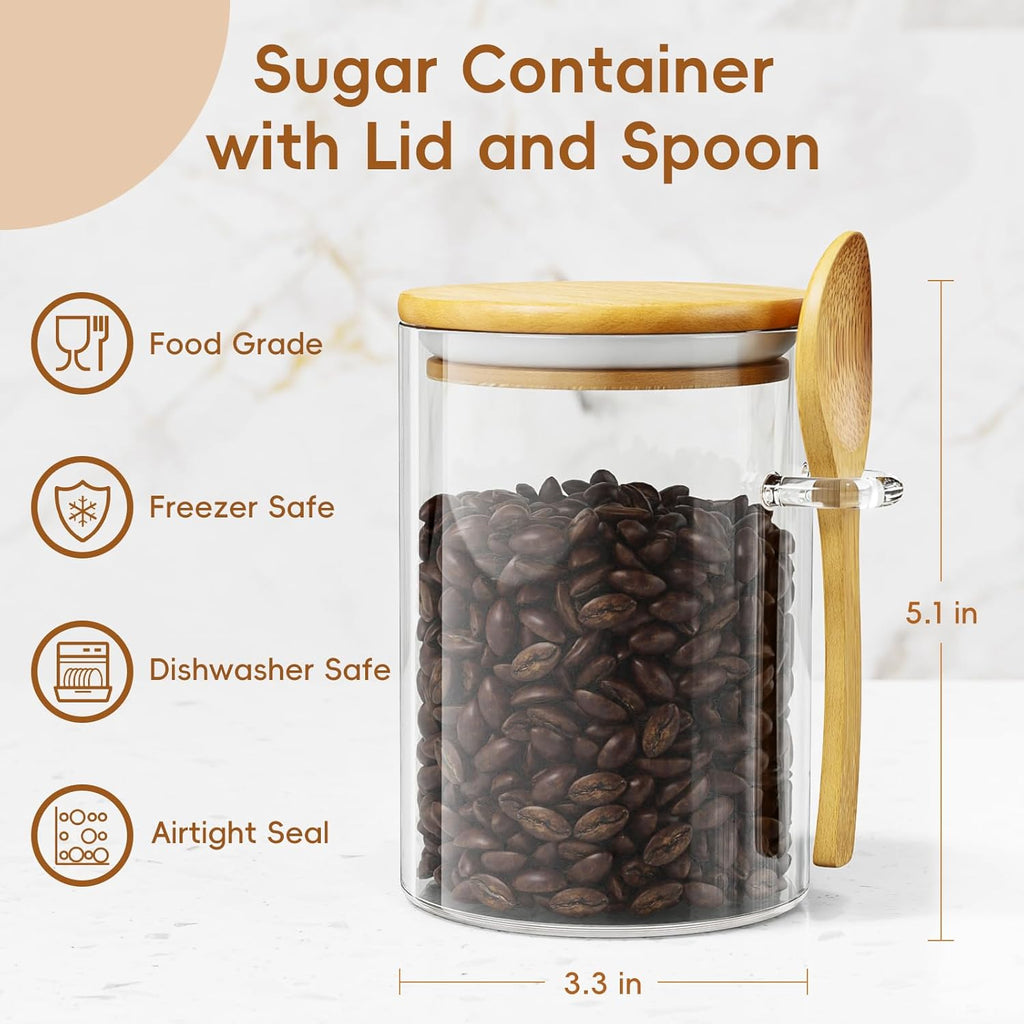 15 oz Glass Sugar Jar with Bamboo Lid