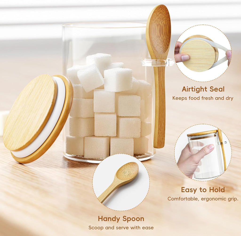 15 oz Glass Sugar Jar with Bamboo Lid