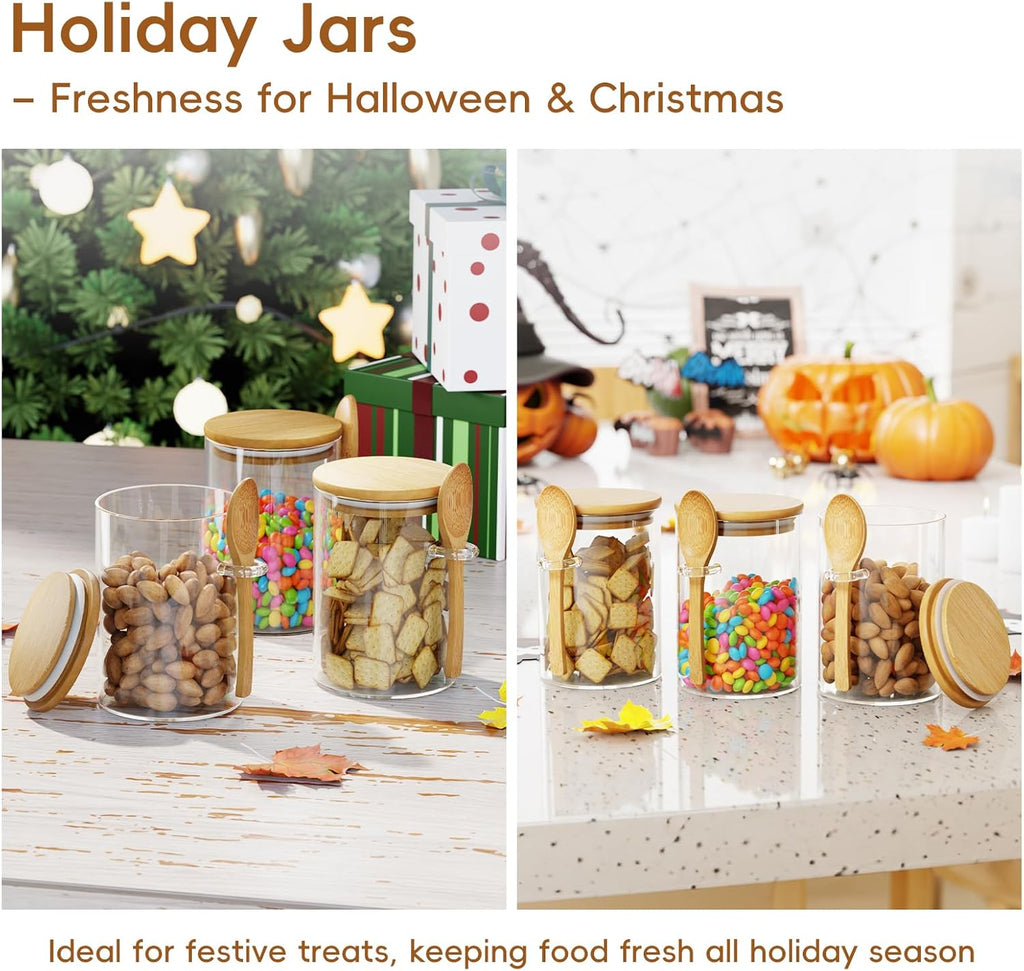 15 oz Glass Sugar Jar with Bamboo Lid