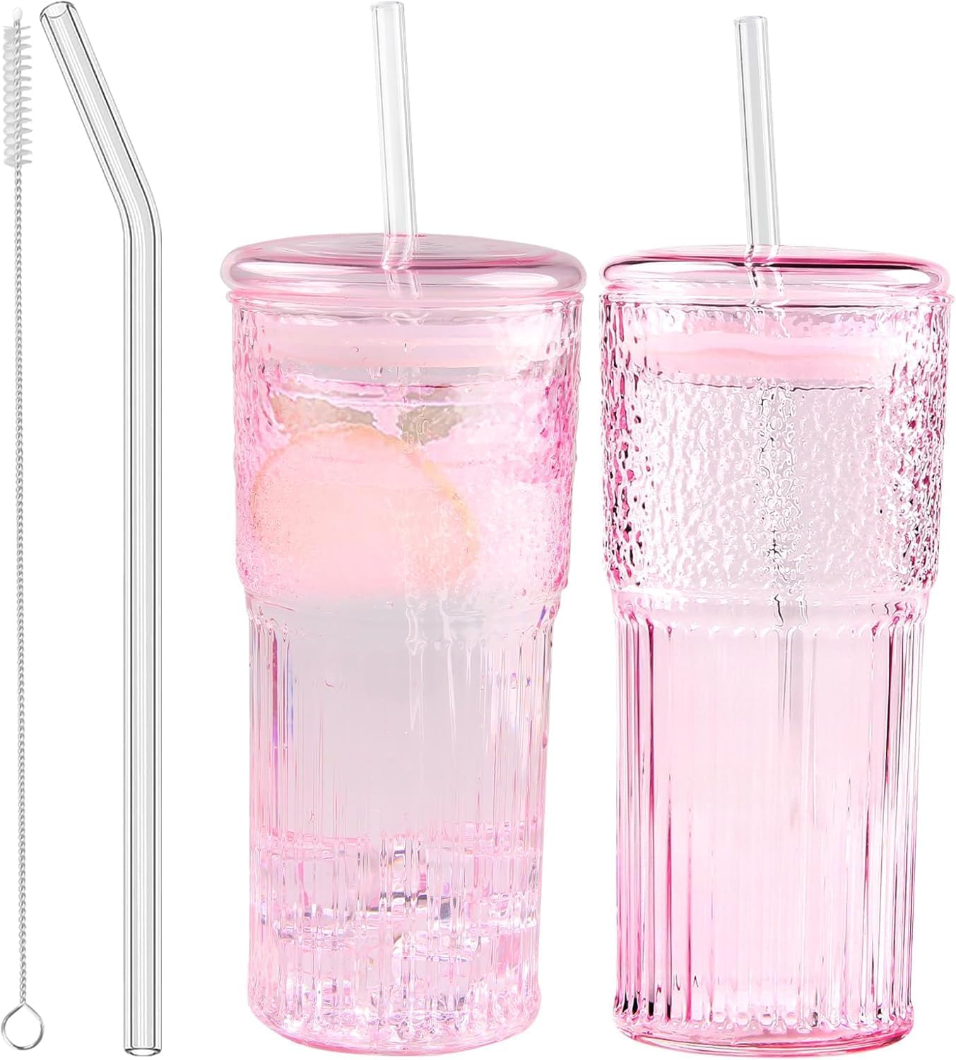 20 oz Pink Glass Tumblers, Set of 2