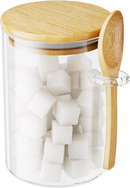 15 oz Glass Sugar Jar with Bamboo Lid