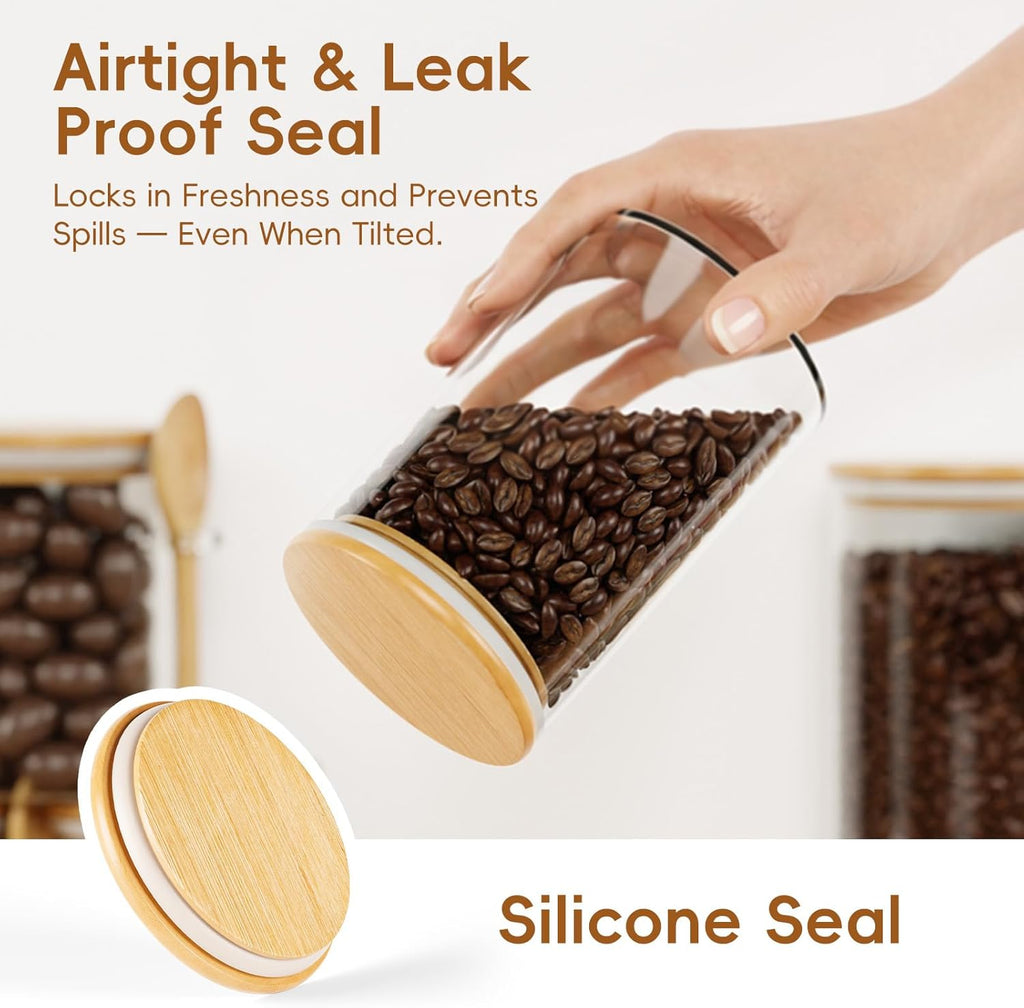 Airtight Glass Pantry Canisters, 5-Pack