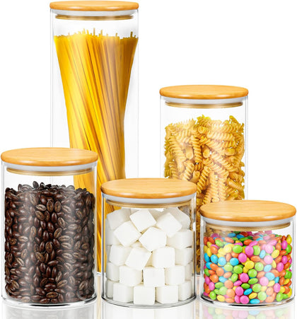 Airtight Glass Pantry Canisters, 5-Pack