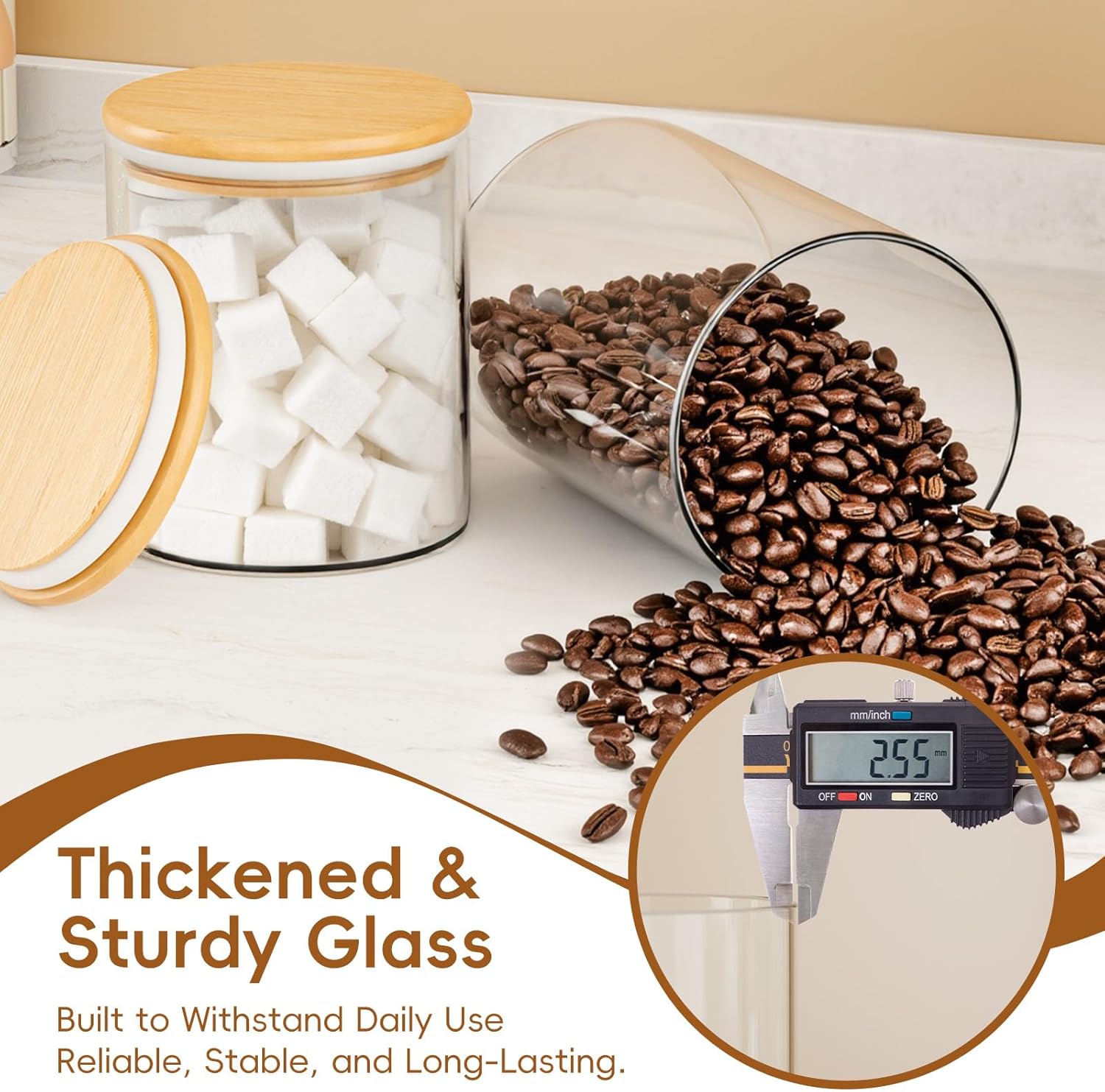 Airtight Glass Pantry Canisters, 5-Pack