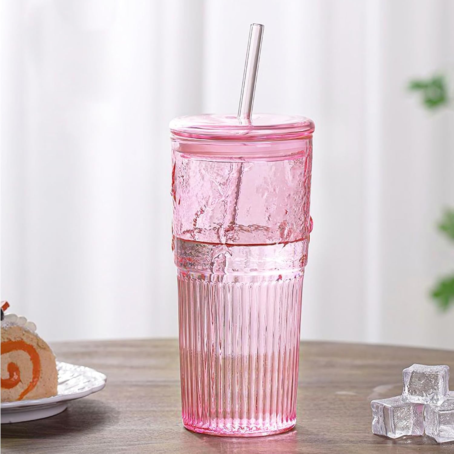 20 oz Pink Glass Tumblers, Set of 2