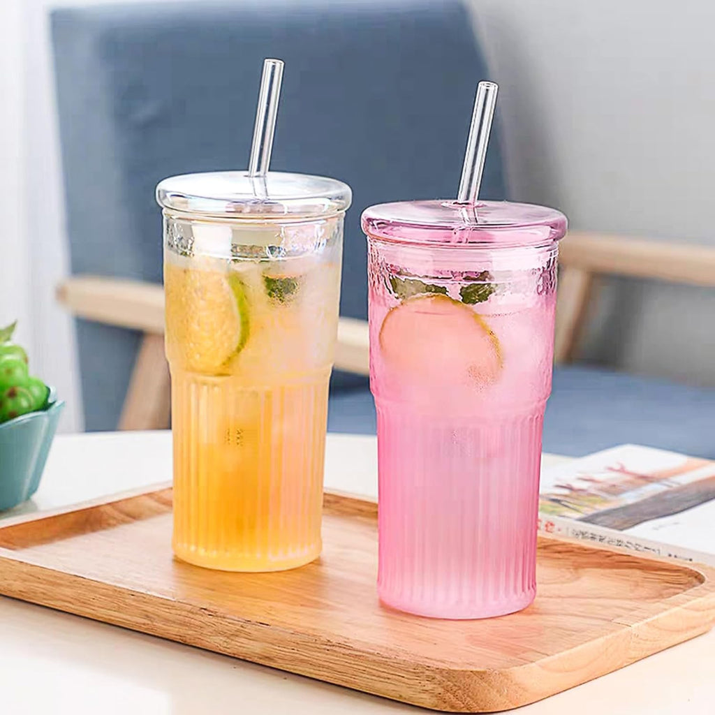 20 oz Pink Glass Tumblers, Set of 2