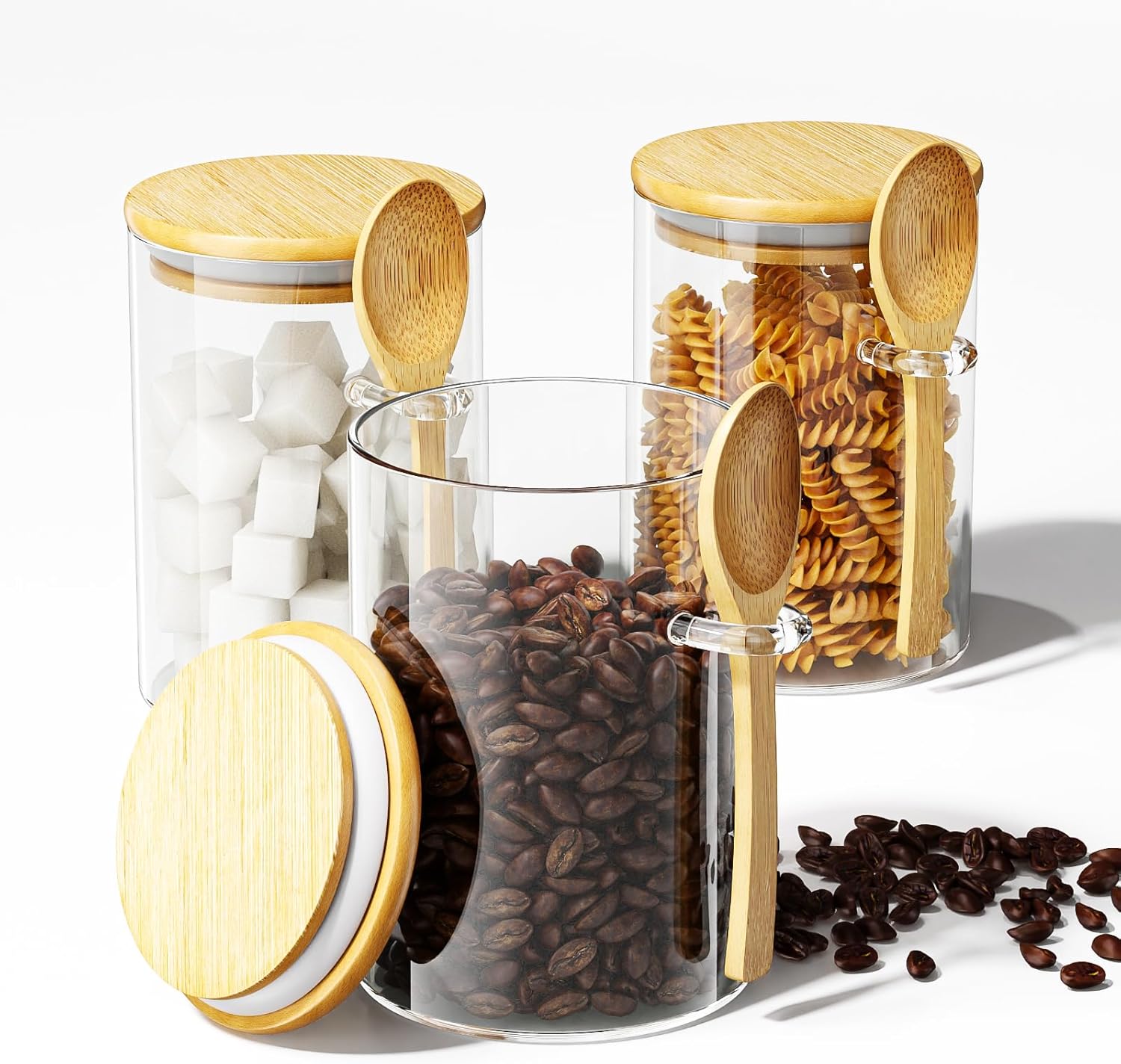 15 oz Glass Sugar Jar with Bamboo Lid