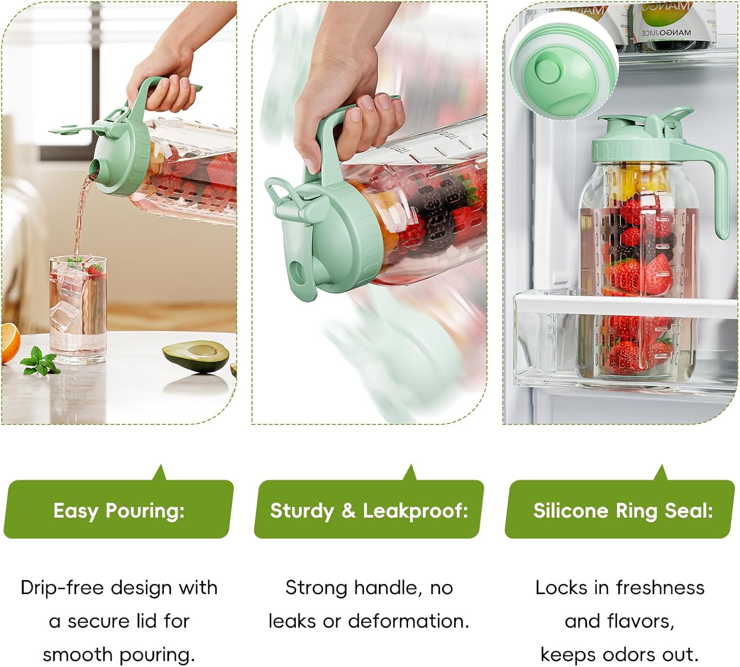 64 oz Fruit Infuser Glass Pitcher