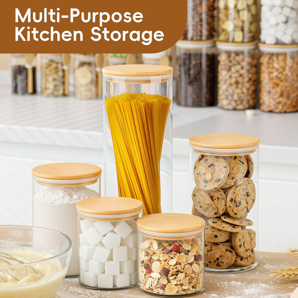 Airtight Glass Pantry Canisters, 5-Pack
